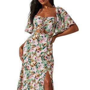 ASTR the Label Floral Midi Cutout Dress